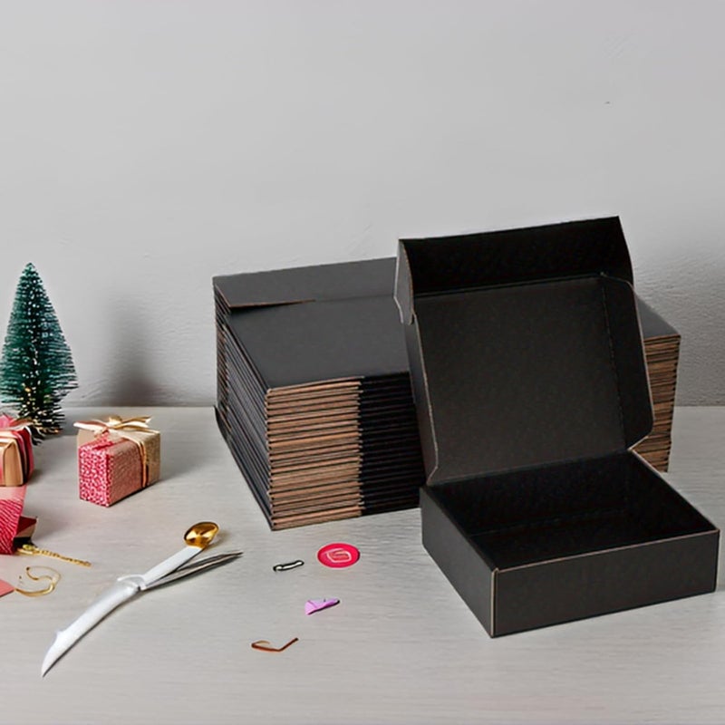 DUZCLI Small Shipping Boxes 7x5x2 Inches – Black Corrugated Cardboard Boxes (20-Pack) for Mailing, Packing, Small Business & Gift Packaging - Recyclable & Sturdy - Image 4